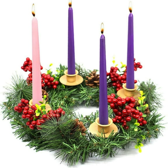 Traditional Christmas Advent Wreath. For Advent Calendar Season Candle Holder –Centerpiece Décor – Advent Candle Holder and X-mas Candles Decorations 12inch A
