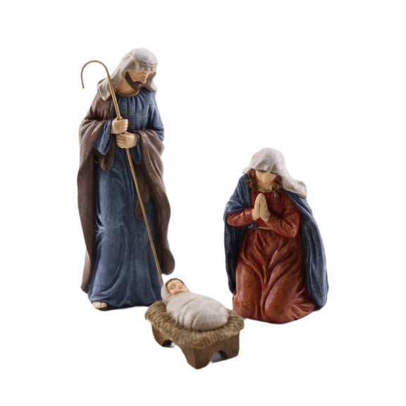 Traditional Christmas Nativity Scene Resins Sculptures Family Decoration Set