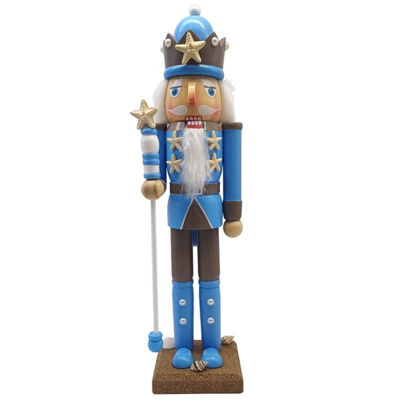 Traditional Christmas Nutcrackers King Sculpture Beach Coastal Themed Home Art Decors Classical Soldier Statue Gift