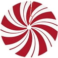 thumbnail image 1 of Traditional Christmas Tree Skirt with Swirl Peppermint Candy Design Holiday Party Decoration, 1 of 7