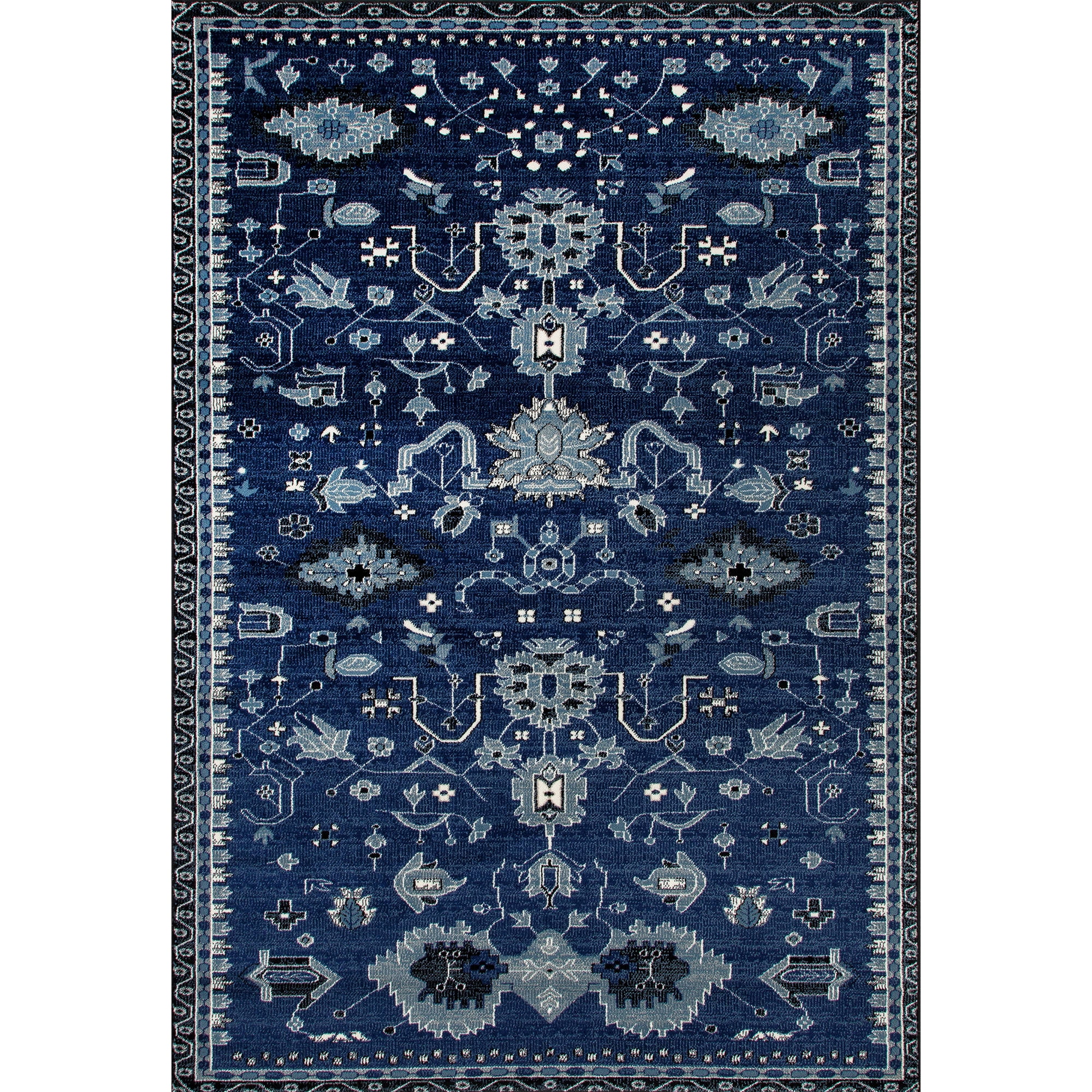 Oasis Blue Synthetic Traditional Rectangular Area Rug, 4' x 6'