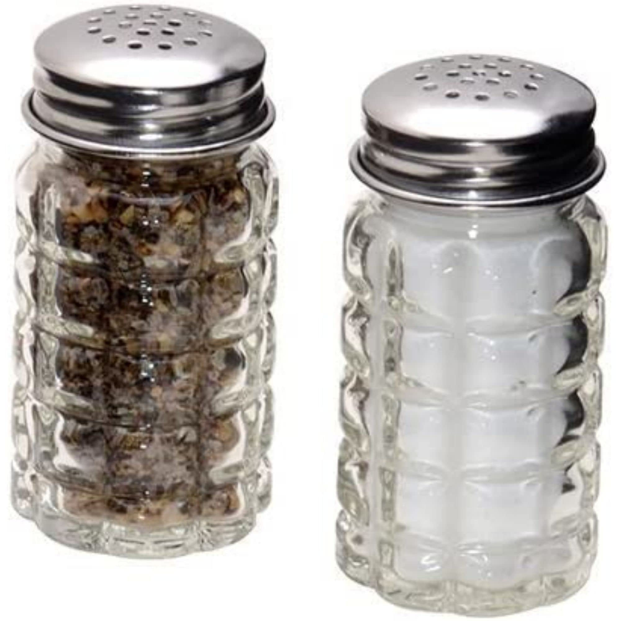 Traditional Clear Salt and Pepper Shakers, 2-Pack with Metal Lids, Shatter-Resistant Glass for Spices or Decorative Use, Clear - Walmart.com