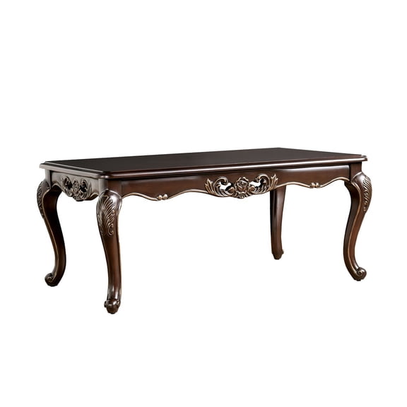 Traditional Coffee Table - Java Finish with Carved Details