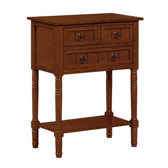 Traditional Console Table with Storage Drawers and Shelf Solid Wood Legs Cherry Finish