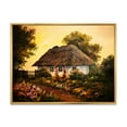 thumbnail image 1 of Traditional Cottage At Sunset In Autumn Flowers 32 in x 16 in Framed Painting Canvas Art Print, by Designart, 1 of 5