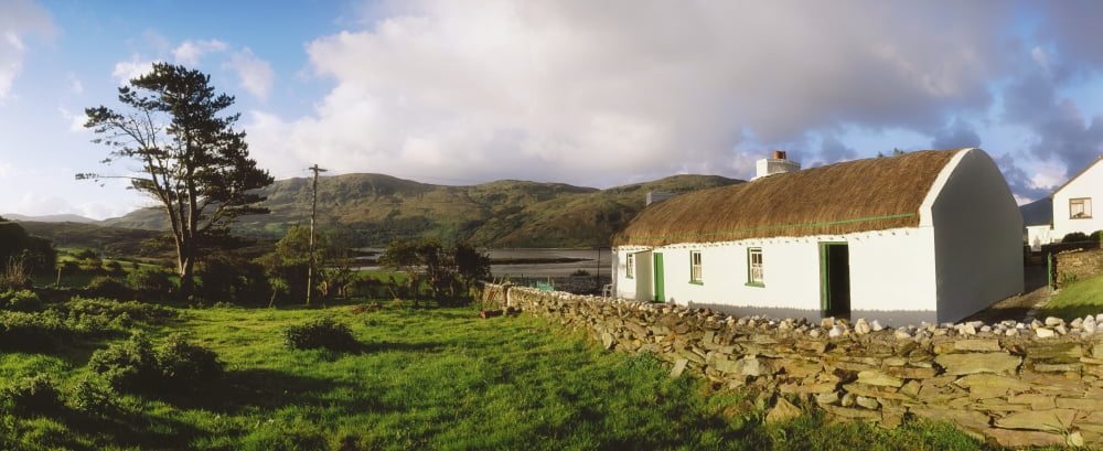 Traditional Cottage Near Lough Rus Point Ardara Co Donegal Ireland Canvas Art - The Irish Image Collection Design Pics (44 x 18)