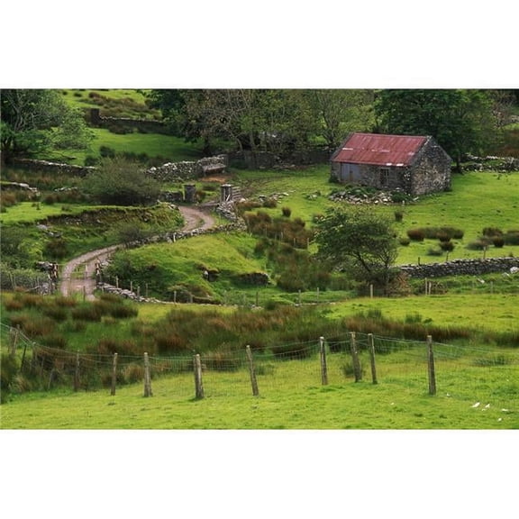 Traditional Cottages Dan Oharas Cottage Connemara Heritage Centre Poster Print by The Irish Image Collection, 18 x 12