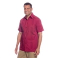 thumbnail image 1 of Traditional Cotton Blend Guayabera Men’s Short Sleeve Shirt (Burgundy, X-Large), 1 of 6