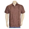 thumbnail image 1 of Traditional Cotton Blend Guayabera Men’s Short Sleeve Shirt (Chocolate, Small), 1 of 2