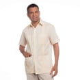 thumbnail image 1 of Traditional Cotton Blend Guayabera Men’s Short Sleeve Shirt (Ivory, Large), 1 of 2
