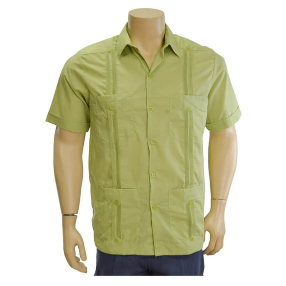 Traditional Cotton Blend Guayabera Men’s Short Sleeve Shirt (Sage, 5X-Large)