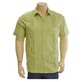 thumbnail image 1 of Traditional Cotton Blend Guayabera Men’s Short Sleeve Shirt (Sage, Medium), 1 of 5