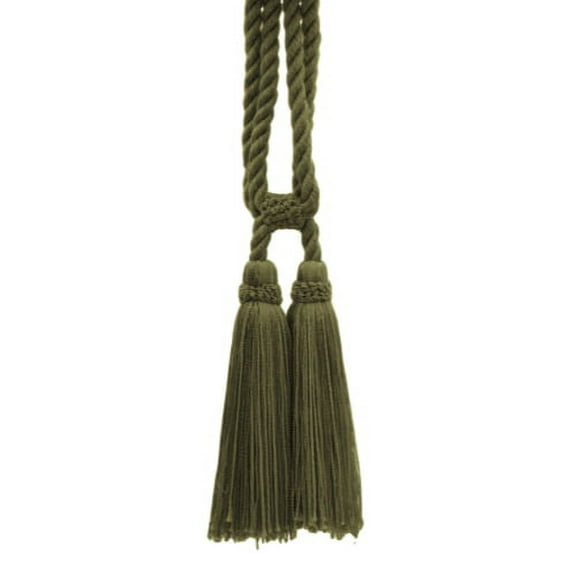 DECOPRO Traditional Cotton Double Tassel Curtain & Drapery Tassel Tieback, Tassel Length 5 1/2" (14cm), Spread 27" (68.5cm) # TBC0552, Dark Olive Green #L50 (Dark Yellow Green) Sold Individually