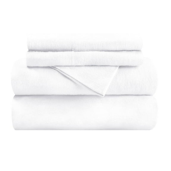 Traditional Cotton Flannel Bed Sheet Deep Pocket Solid Flat Fitted Sheet Set