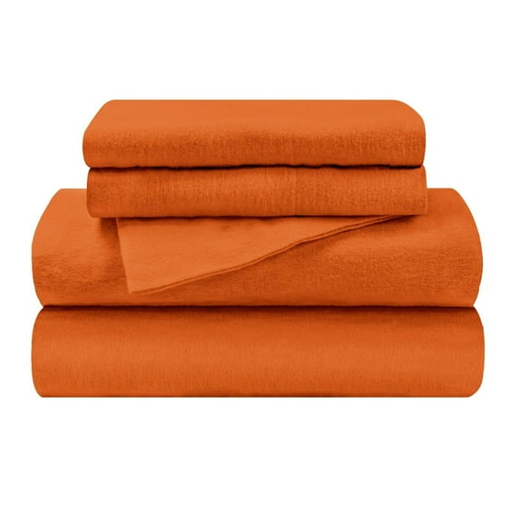 Traditional Cotton Flannel Bed Sheet Deep Pocket Solid Flat Fitted Sheet Set