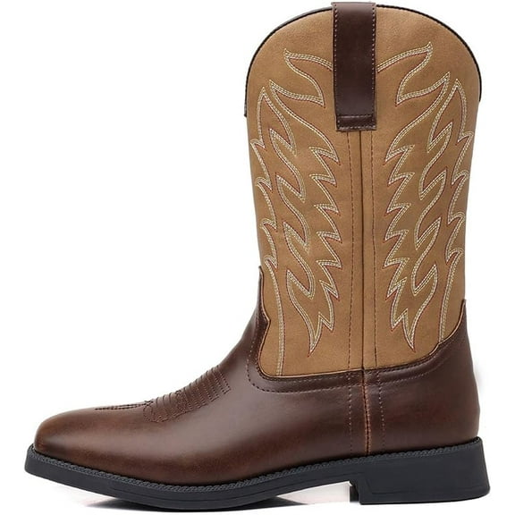 Traditional Country Boot Embroidered Square Toe Boots Chunky Heel Distressed Work boots