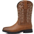 thumbnail image 1 of Traditional Country Boot Embroidered Square Toe Boots Chunky Heel Distressed Work boots, 1 of 8