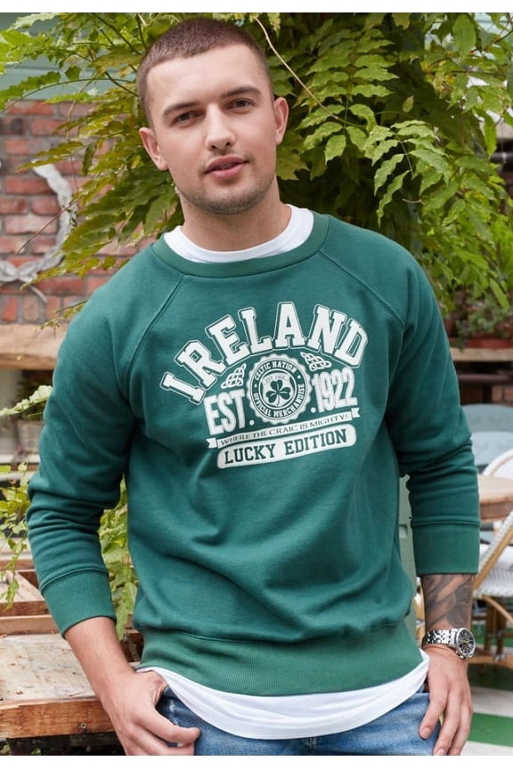Bottle Green Republic Of Ireland Sweatshirt Men's Irish Pullover Lucky Edition Sweater