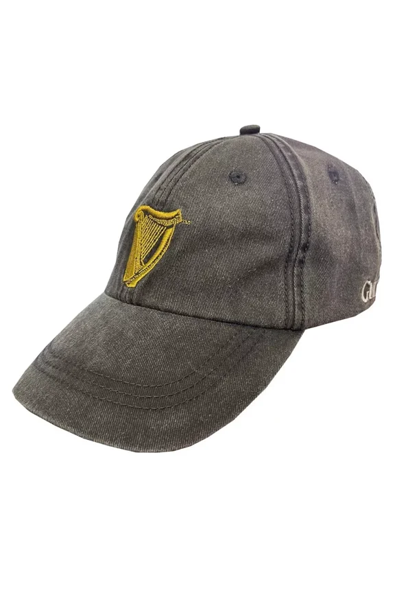 Ireland Black Guinness Harp Washed Baseball Cap for Men