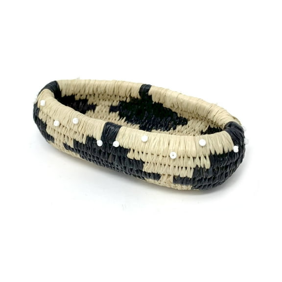 Traditional Craft Kits: Coiled Basket Kit - Oval Style - Materials to make one basket - ages 8+ - beige and black