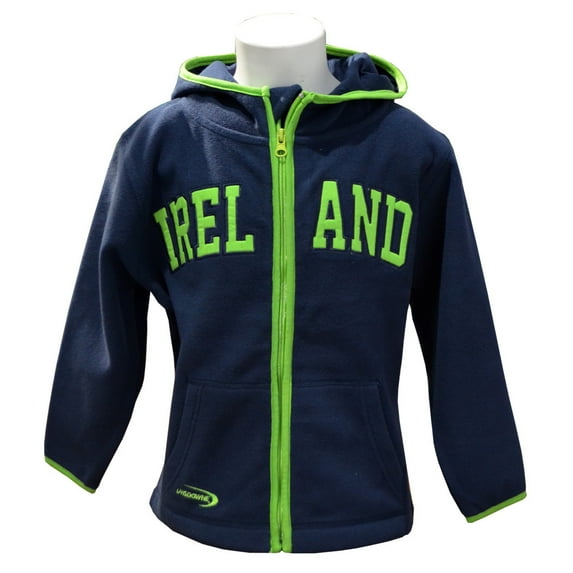Traditional Craft Limited Boy's /Girl's Navy and Lime Ireland Fleece Zip Hoodie