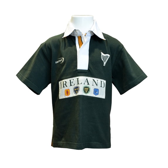 Traditional Craft Ltd. Big Boys Green Ireland Cotton Short Sleeve Kids Rugby Shirt