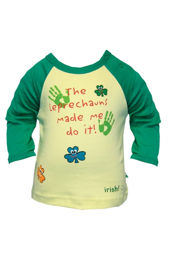 Ltd. Boys Girls Yellow/Green Leprechaun Made Me Long Sleeve T-Shirt
