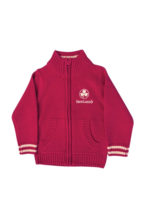 Ltd. Girl' Boy's Red 100% Acrylic Knit Ireland Full Zip Kids Jacket