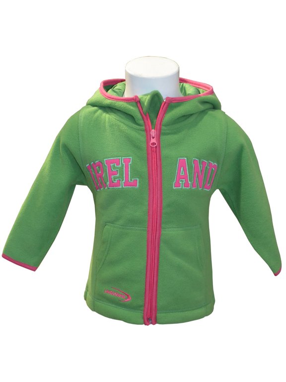 Ltd. Girl's Polyester Green/Pink Ireland Fleece Zip Hooded Jacket