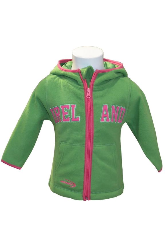 Ltd. Girl's Polyester Green/Pink Ireland Fleece Zip Hooded Jacket