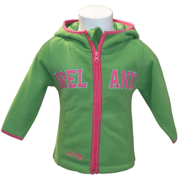 Traditional Craft Ltd. Girl's Polyester Green/Pink Ireland Fleece Zip Hoodie