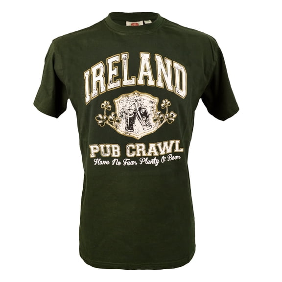 Traditional Craft Ltd. Men's 100% Cotton Bottle Green Ireland Pint Plenty Beer T-Shirt