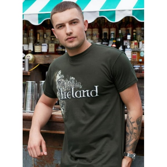 Traditional Craft Men's Celtic Ireland T-Shirt 100% Cotton Bottle Green Color