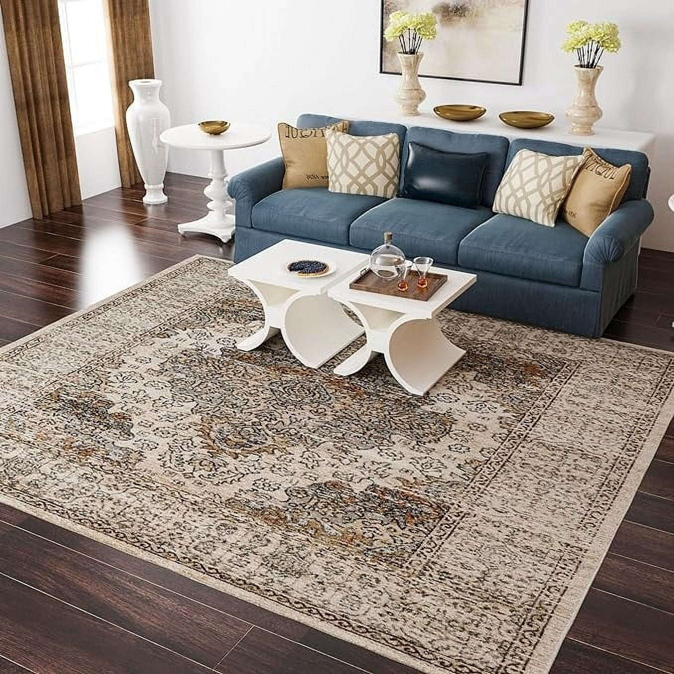 Traditional Cream/Beige Oriental Area Rug 5*8 - Walmart.com