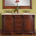 thumbnail image 1 of Traditional Cream Marfil Marble Bathroom Vanity- Double Sink - 58 in. Wide, 1 of 1