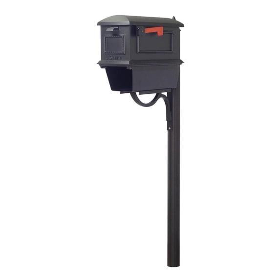 Traditional Curbside Mailbox with Newspaper Tube and Richland Mailbox Post