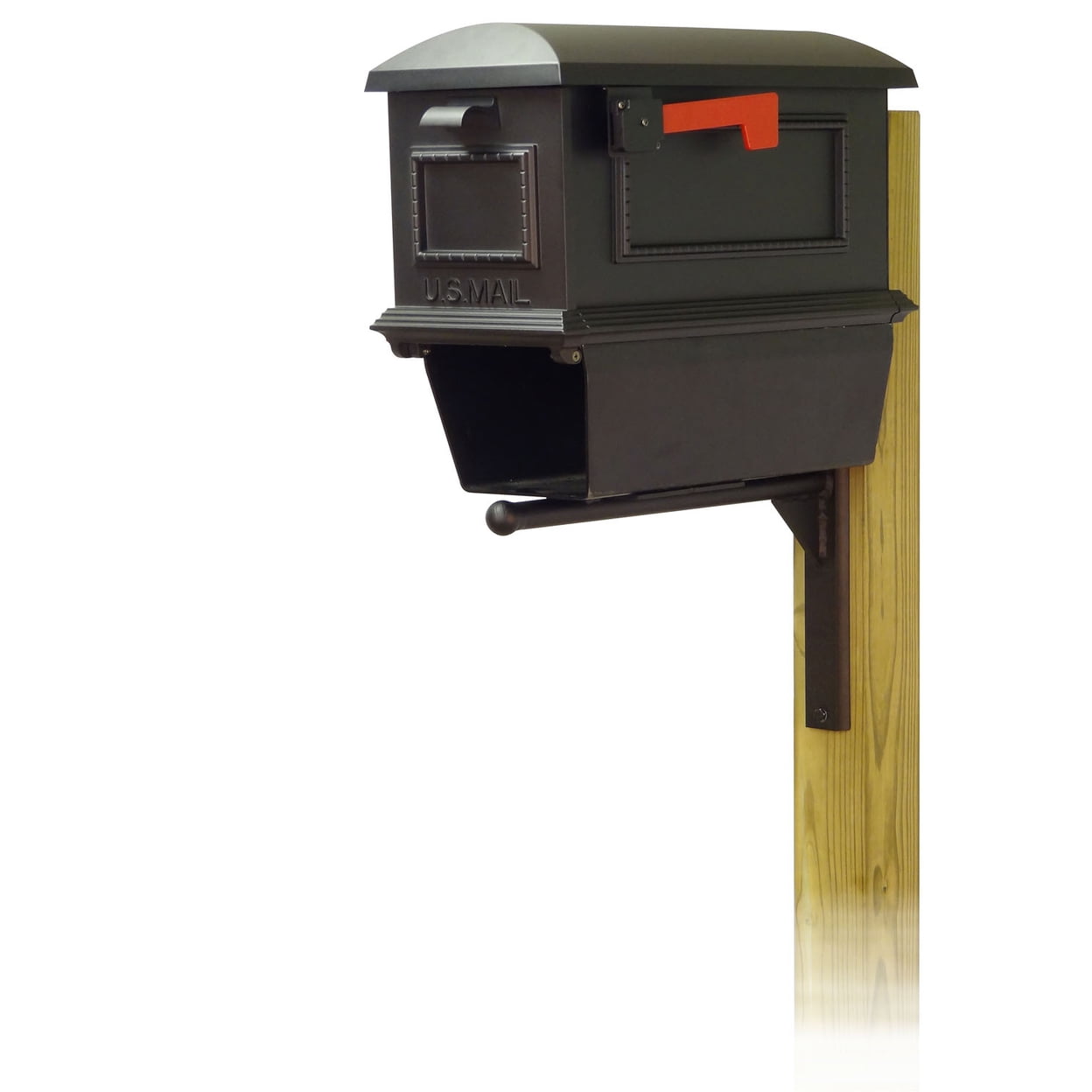 Traditional Curbside Mailbox with Newspaper tube and Ashley front single mailbox mounting
