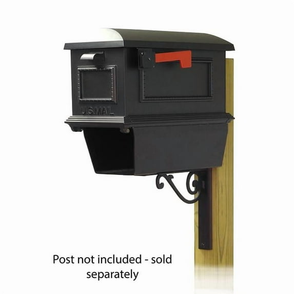 Special Lite Products TC-BWN-FS-2010-BLK Traditional Curbside Mailbox with s Paper Tube & Baldwin Front Single Mailbox Mounting Bracket - Black