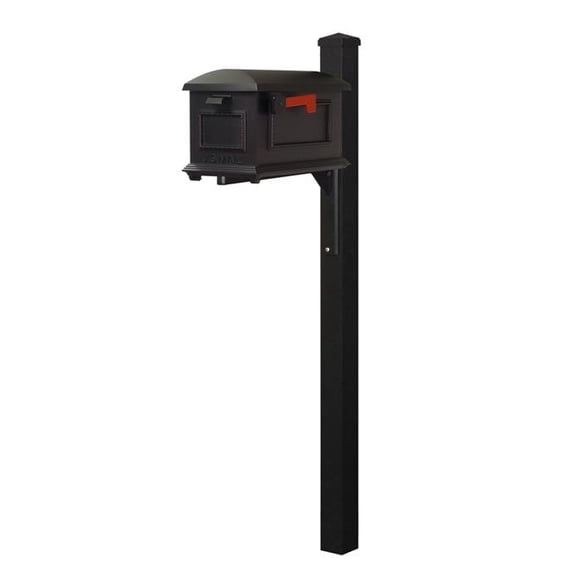 Special Lite Products SCT1010-SPK720-BLK Traditional Curbside Mailbox with Wellington Mailbox Post