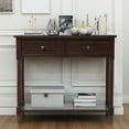 thumbnail image 1 of Traditional Daisy Series Console Table with Double Drawers ,Retro Console Table with Bottom Shelf, for Living Room, Espresso, 1 of 9