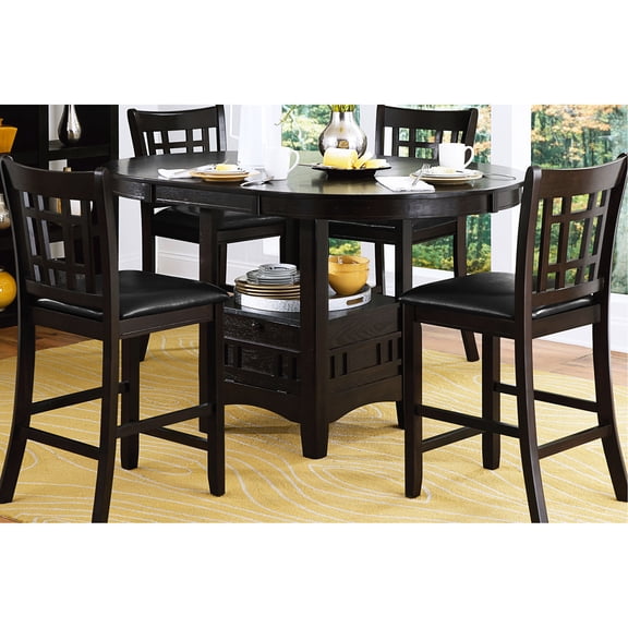 Traditional Dark Cherry Finish 5pc Dining Set with Extension Leaf / Suitable for 4 in Dining Room