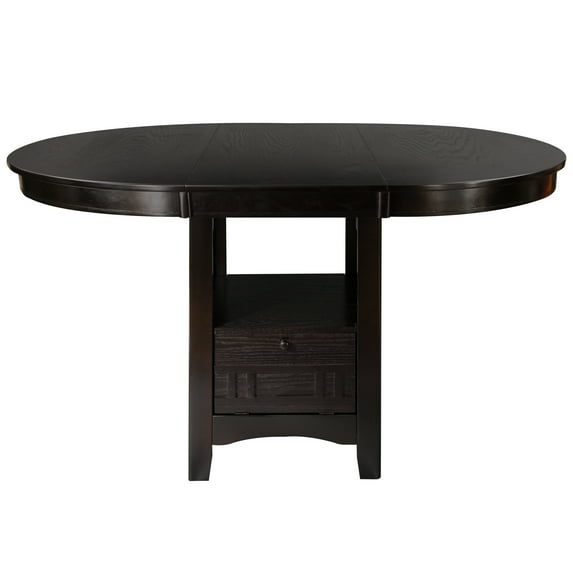 Traditional Dark Cherry Finish Counter Height Dining Table With Storage And Extension Leaf - Room Streak Base Grandeur