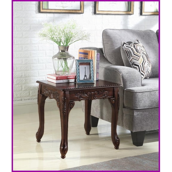 Traditional Dark Cherry Wood Coffee Table with Ornate Detailing & Claw Feet for Timeless Living Room Style