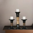 thumbnail image 1 of Traditional Dark Polish Eco-friendly Handmade Mango Wood Set Of Three 6",12" & 6" Pillar Candle Holder for use, Living Room, Dinning Room, Study Room, Spa, Restaurants, Place Of Worship, etc, 1 of 4