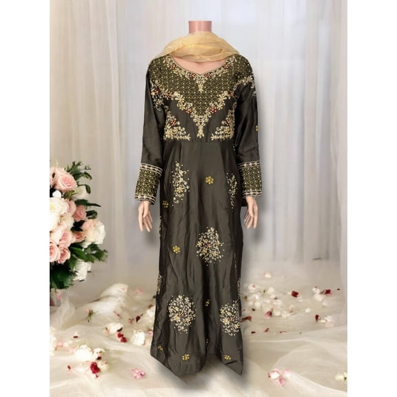 Traditional Designer Gown Set with Pant and Dupatta, Cultural Wear for Women,11