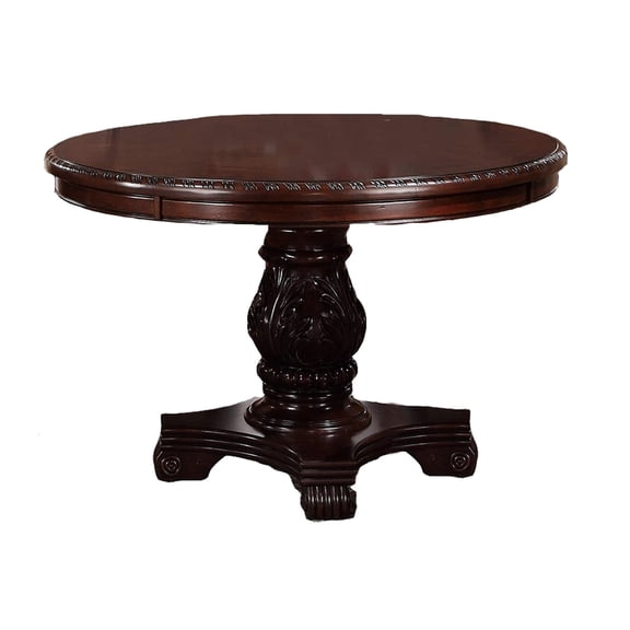 Traditional Dining Table | Featuring Intricate Design for Royal Dining | Made of Rubberwood and Faux Leather | Addresses Lack of Elegant Dining Furniture