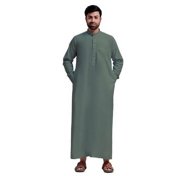 Traditional Dishdasha – Mens Saudi Style Thobe Classic - Full Length Long Sleeve Islamic Thobe