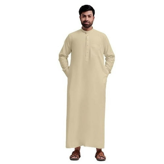 Traditional Dishdasha – Mens Saudi Style Thobe Classic - Full Length Long Sleeve Islamic Thobe