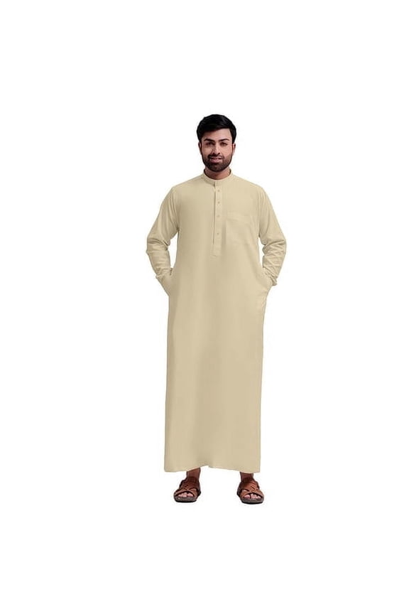 Traditional Dishdasha – Mens Saudi Style Thobe Classic - Full Length Long Sleeve Islamic Thobe