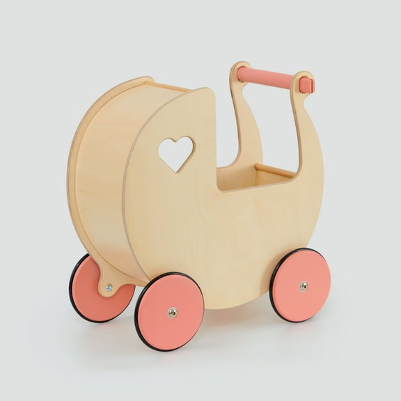 Moover Doll Pram - Natural + Pink